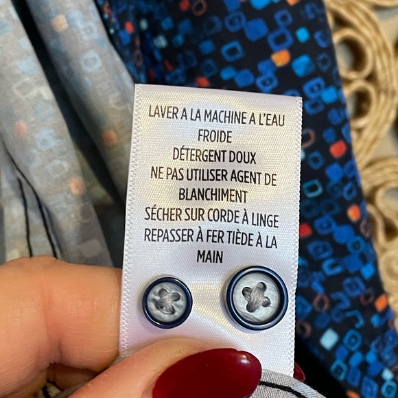 Robert Graham Ludwig Geo Print Stretch Button-Up Shirt, Navy, NWT, Size Medium - Picture 13 of 15